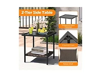 Slickblue 3-Piece Outdoor Swivel Chair Set with Glass Side Table