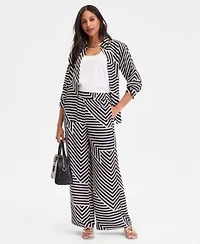 I.N.C. International Concepts Long Sleeve Striped Button Front Shirt Wide Leg Pants