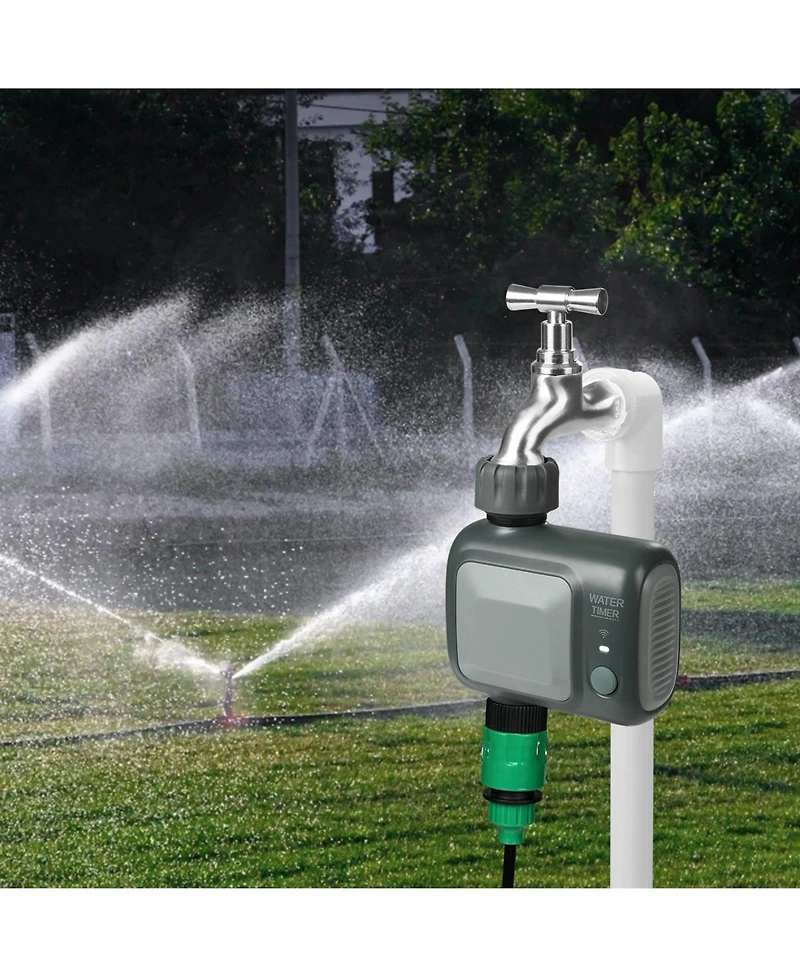 Mecale WiFi Sprinkler Timer, Single Outlet Smart Hose Faucet Timer with Brass Inlet, 2.4GHz WiFi/Bluetooth App Control, IPX6
