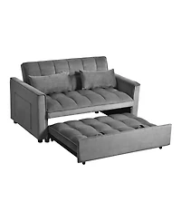 Clihome 3 in 1 Convertible Sleeper Sofa Bed,Modern Pull Out Couch Bed, Adjustable Backrest,Dark Grey