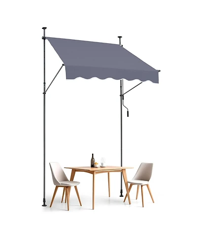 Mecale 59 x 47" Retractable Patio Awning, Manual Crank Sunshade Canopy, Adjustable Height 86-122 in, for Patio Balcony Yard, Dark Gray