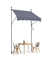 Mecale 59 x 47" Retractable Patio Awning, Manual Crank Sunshade Canopy, Adjustable Height 86-122 in, for Patio Balcony Yard, Dark Gray