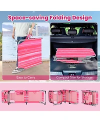 Costway Outdoor Beach Lounge Chair Folding Chaise Lounge with Pillow