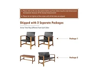 Slickblue 4PCS Patio Rattan Seating Set with Acacia Wood Base