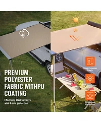 Mecale Car Side Awning, 4.6' x 6.6' Shade Coverage Vehicle Awning, PU3000mm UV50+ Retractable Awning with Storage Bag