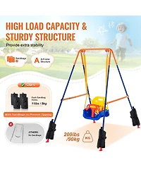 Mecale 3-in-1 Toddler Swing Set with 4 Sandbags, Foldable Metal Stand, Easy to Assemble, Indoor and Outdoor Swing Set for Kids