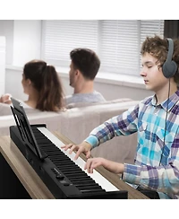 Mecale 88-Key Folding Keyboard Piano, Bluetooth & Midi, Touch Sensitive, Rechargeable with Pedal, Bag & Headphones, Black