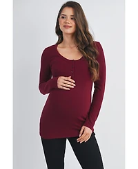 Hello Miz Womens Henley Long Sleeve Maternity Nursing Top