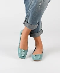 Journee Collection Women's Zimia Buckle Square Toe Ballet Flats