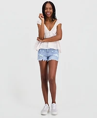 Self Esteem Juniors' Lace-Inset Peasant Top