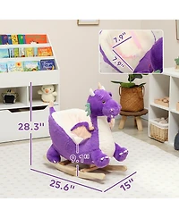 Qaba Baby Rocking Horse, Ride Dragon with Realistic Dragon Roar,