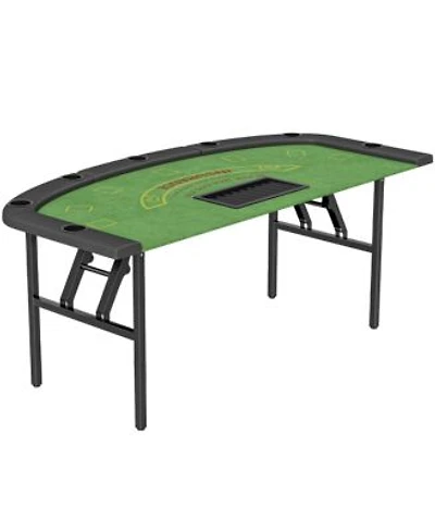 Soozier 72 Foldable Poker Table Portable 8 Player Jack Table
