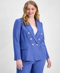 Tahari Asl Plus Faux-Double-Breasted Twill Blazer