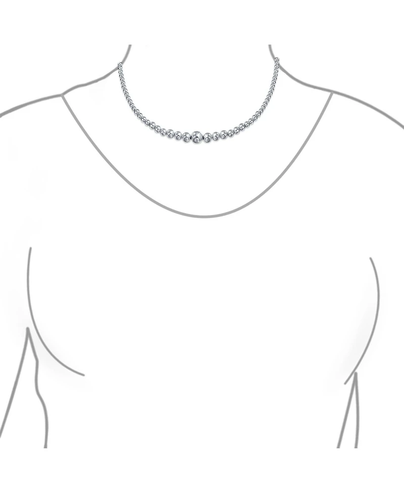 Bling Jewelry Traditional Classic Shinny Polished .925 Sterling Silver Graduated Round Lightweight Bead Ball Strand Necklace 16 Inch Hand Strung