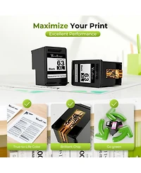 Valuetoner Remanufactured Ink Cartridge Replacement for Hp 63 Xl 63XL High Yield for Envy 4520 4512 Officejet 3830 4650 4655 Deskjet 1112 (2 Black)