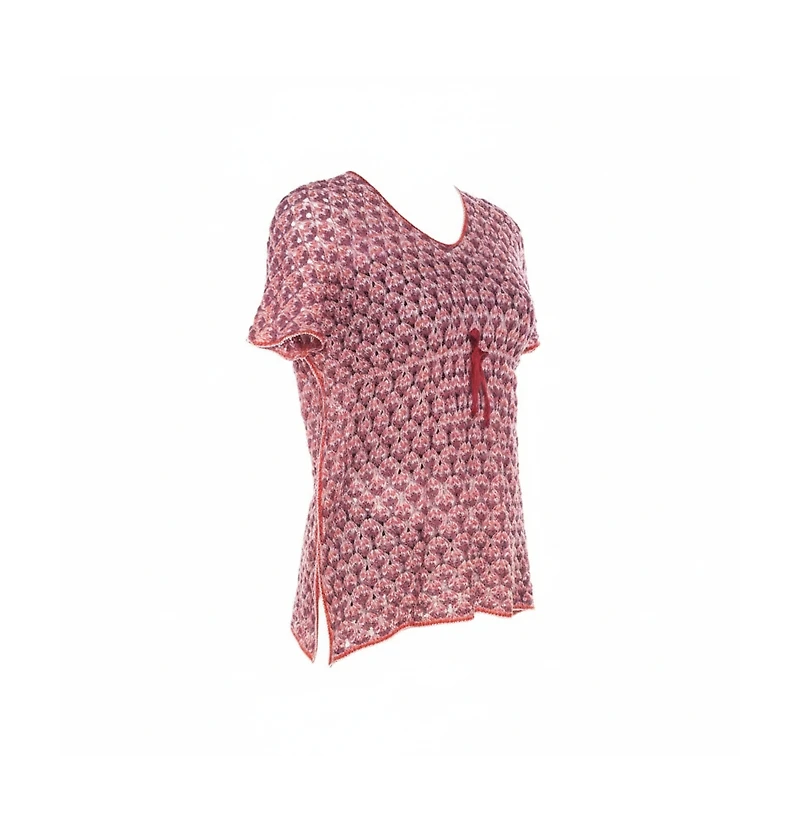 Pre-Owned Missoni Women's Purple And Orange Perforated Knit Drawstring Detail Top