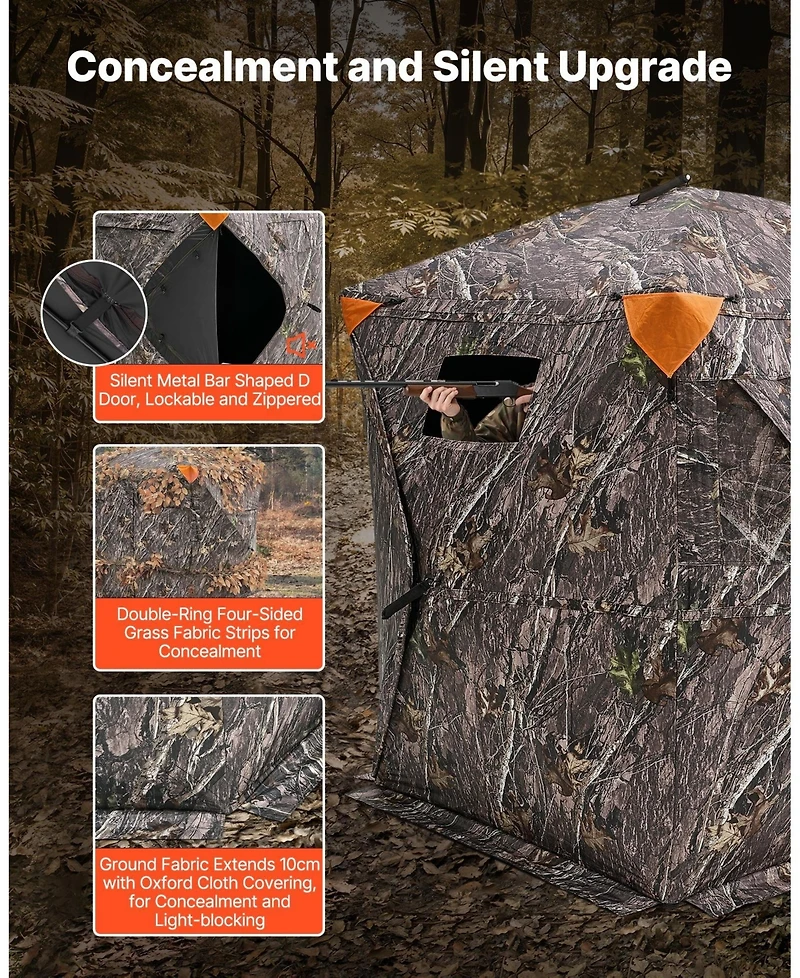 Mecale 270° Hunting Blind Ground Blind, 1-2 Person Pop-Up Deer Blind with Carrying Bag, Portable Hunting Tent with 3 Horizontal Windows