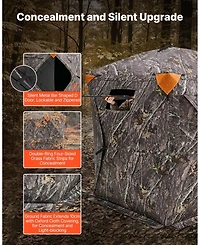 Mecale 270° Hunting Blind Ground Blind, 1-2 Person Pop-Up Deer Blind with Carrying Bag, Portable Hunting Tent with 3 Horizontal Windows