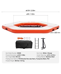 Mecale Inflatable Floating Dock Platform, 8.5FT Dock with 5FT Trampoline Mesh Pool, Non-Slip, Portable Bag, Detachable Ladder