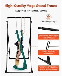 Mecale Yoga Swing Stand Frame with Hammock, 440.9 lb Capacity, Triangular Aerial Rig with Eva Foam, 4-Level Horizontal & 6-Level Vertical