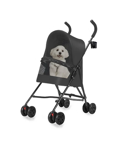 Aostirmotor Dog Stroller with Mesh Ventilation, Lightweight Foldable Design in Black