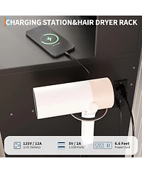 gaomon Vanity Set with 3-Color Adjustable Led Mirror Power Outlet and 2 Drawers Modern Dressing Table with Stool