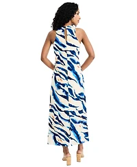 Donna Morgan Women's Printed Halter Neck Midi Dress