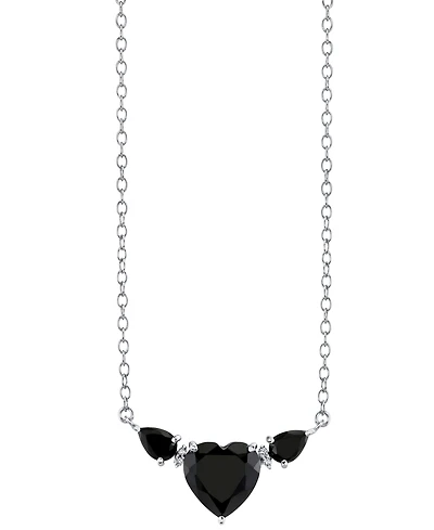 Macy's Onyx (3-1/2 ct. t.w.) & Diamond Accent Pendant Necklace in Sterling Silver