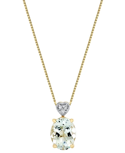 Macy's Aquamarine (1-9/10 ct. t.w.) & Diamond Accent Pendant Necklace in 10k Yellow Gold