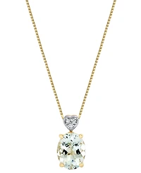 Macy's Aquamarine (1-9/10 ct. t.w.) & Diamond Accent Pendant Necklace in 10k Yellow Gold