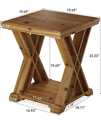 Tribesigns Solid Wood Side Table, Farmhouse Narrow Nightstand, Small Square 2-Tier End Table