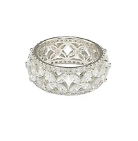 Suzy Levian Sterling Silver Cubic Zirconia Floral Eternity Band Ring