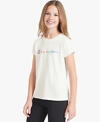 Champion Girls' 7-16 Crewneck Rainbow Logo Graphic T-Shirt