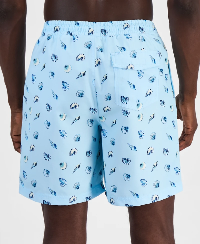 Club Room Men's Shell Coral Printed 7" Swim Trunks, Macy's Exclusive