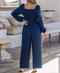 Cupshe Women's Square Neck Smocked Back Jumpsuit