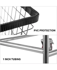 Ecooso Wire Laundry Cart, 2.8 Bushel Basket with Wheels, 26.7" x 21.7" x 26.4", Steel Frame, Chrome Finish, 4" Casters