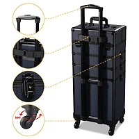 Byootique Makeup Train Case Trolley w/ Cube Case Cosmetic Organizer ForgetMeNot
