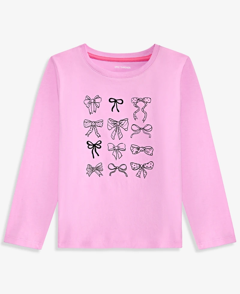 Epic Threads Girls' 5-20 Bows Long-Sleeve T-Shirt, Macy's Exclusive