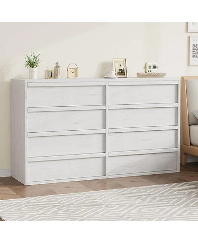 gaomon 8-Drawer Modern Double Dresser, 54" Wide Wooden Chest Organizer, Concave Handles, Living Room, Nursery, Hallway.