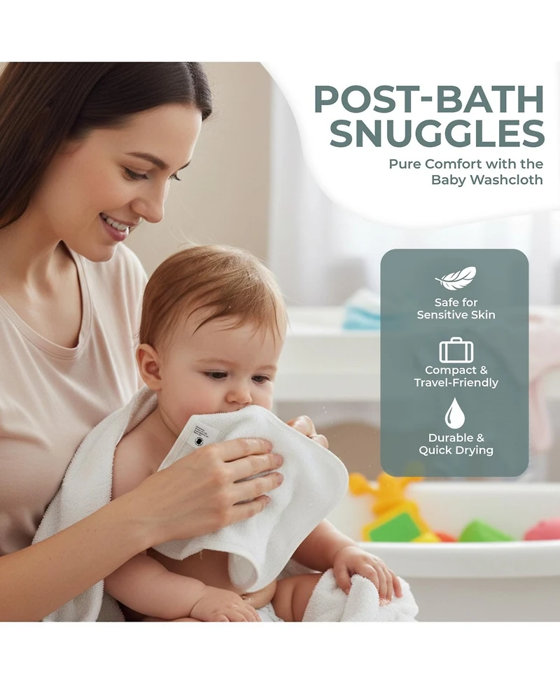 Sperric Baby Organic Washcloths, 10x10" Ultra Soft Absorbent Face Wash Cloths for Babies, Wash Cloth, Newborn Bath Towels, Holiday Gifts 6 Pack