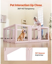Cozito Dog Whelping Box, 60 x 59 x 23 in Clear Plastic Whelping Pen for X-Large Dogs, Waterproof w/ Windows & Door Lock, Easy-Clean Indoor Birth Kit