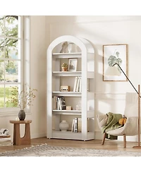Tribesigns 5-Tier Bookshelf, Arch-Shaped Racks, Tall Standing Wooden Bookcase Display Shelf Modern Storage Solution