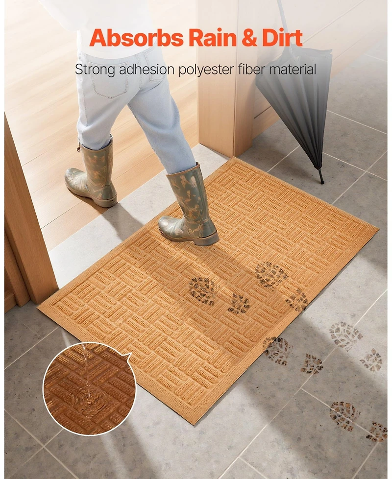 Cozito Beige Door Mat, 29.5 x 17.7 in Low-Profile Doormat w/ Non-Slip Rubber Backing, Absorbent Dirt-Trapping Entry Mat for Porch/Patio