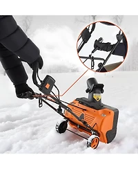 Mecale Electric Snow Blower, 20", 15A Corded Snow Thrower, Dual Led Lights, 180° Chute, 25 ft Throw, 12" Depth