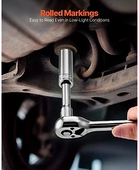 Mecale 225-Piece Socket & Ratchet Set, 1/4" 3/8" 1/2" Drive Sae & Metric, Deep & Shallow, Bits, Accessories, Case, Cr-v