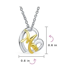 Bling Jewelry Words Mom Heart Pendant Necklace Mother Two Tone Rose Gold Plated Sterling Silver