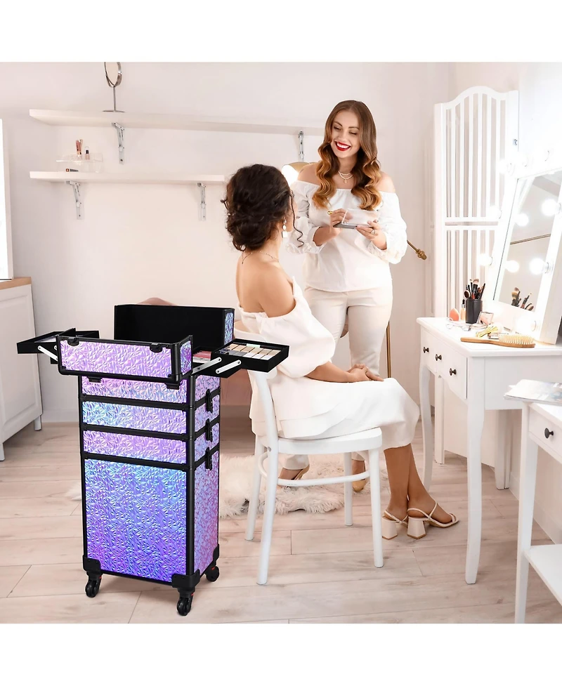 Byootique Makeup Train Case Kit with Cube Case Cosmetic Organizer Mermaid Purple