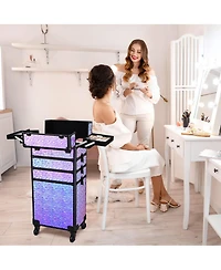 Byootique Makeup Train Case Kit with Cube Case Cosmetic Organizer Mermaid Purple