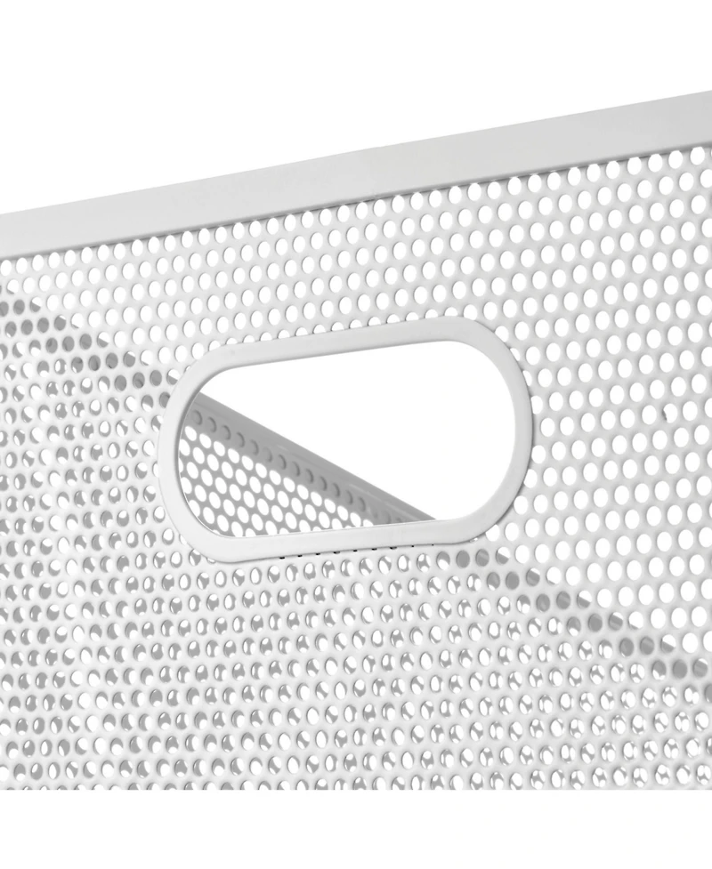mDesign Perforated Metal Storage Bin with Handles for Pantry
