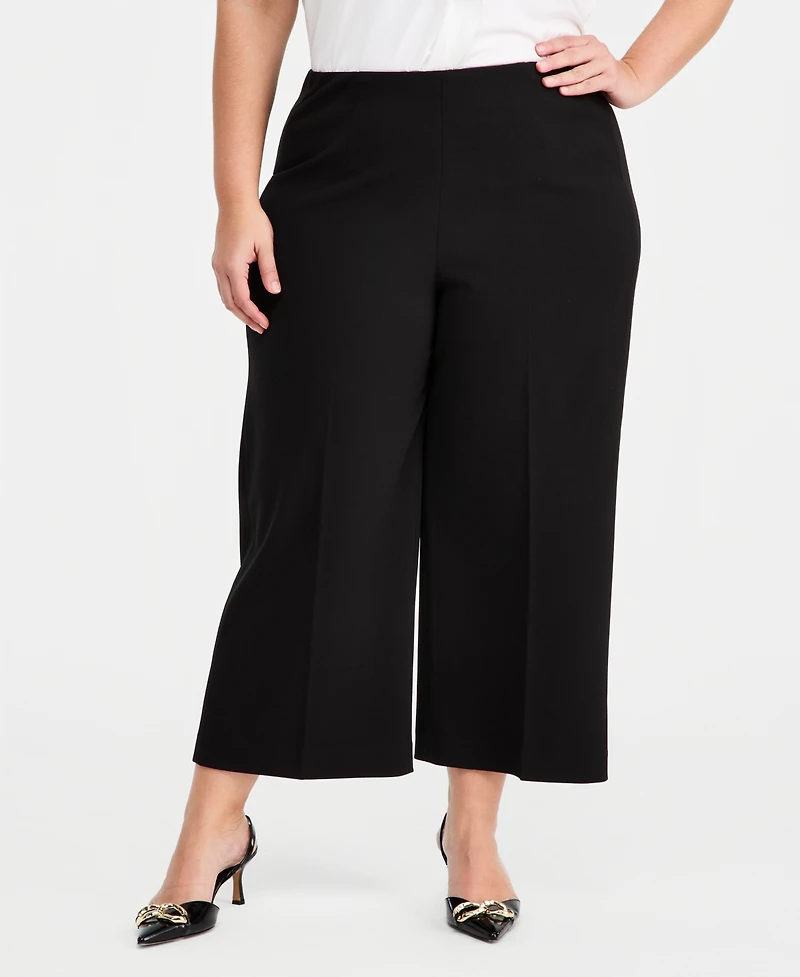 Anne Klein Plus Size High-Rise Wide-Leg Pants